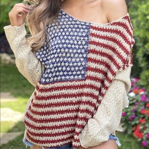 Americana Star Long-Sleeve Pullover Sweater